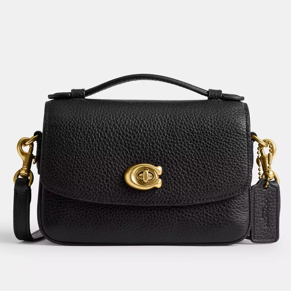 Coach Cassie Crossbody Bag 17 with 2 Straps in Brass/Black Pebble Leather NWT - Picture 6 of 16